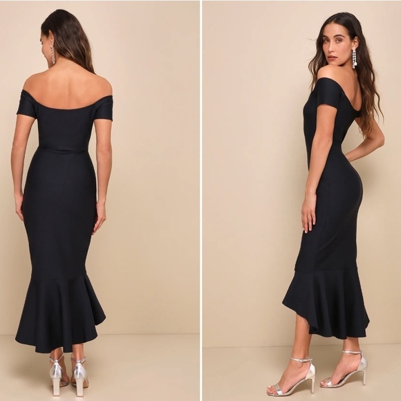 LULU's Bridal Chic Modern Sexy Minimalist Mermaid Trumpet Midi Dress - Picture 3 of 5